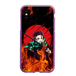 Чехол iPhone XS Max матовый KIMETSU NO YAIBA, цвет: 3D-фиолетовый