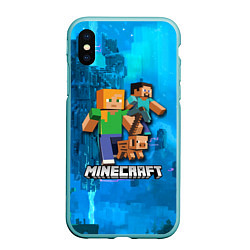 Чехол iPhone XS Max матовый Minecraft Майнкрафт, цвет: 3D-мятный