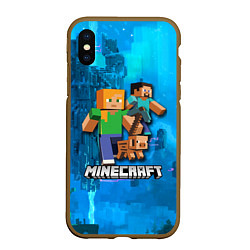 Чехол iPhone XS Max матовый Minecraft Майнкрафт, цвет: 3D-коричневый