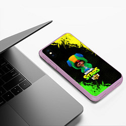 Чехол iPhone XS Max матовый Brawl Stars Leon, цвет: 3D-сиреневый — фото 2