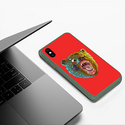 Чехол iPhone XS Max матовый Little Big: Bear, цвет: 3D-темно-зеленый — фото 2