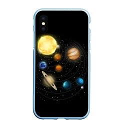Чехол iPhone XS Max матовый Солнечная Система, цвет: 3D-голубой