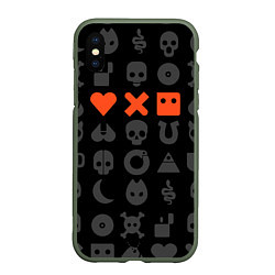 Чехол iPhone XS Max матовый LOVE DEATH ROBOTS LDR, цвет: 3D-темно-зеленый