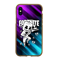 Чехол iPhone XS Max матовый FORTNITE X MARSHMELLO, цвет: 3D-коричневый