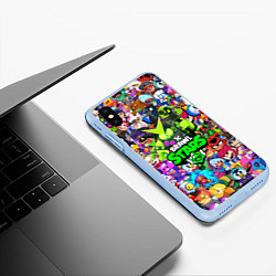 Чехол iPhone XS Max матовый BRAWL STARS: 8 BIT, цвет: 3D-голубой — фото 2