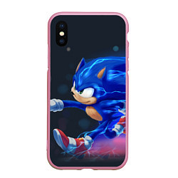 Чехол iPhone XS Max матовый SONIC, цвет: 3D-розовый