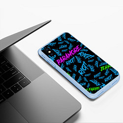 Чехол iPhone XS Max матовый Paramore RIOT!, цвет: 3D-голубой — фото 2