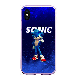 Чехол iPhone XS Max матовый SONIC, цвет: 3D-сиреневый