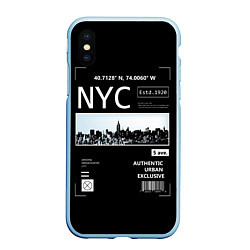 Чехол iPhone XS Max матовый Off-White: NYC, цвет: 3D-голубой