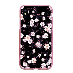 Чехол iPhone XS Max матовый САКУРА, цвет: 3D-розовый