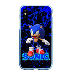 Чехол iPhone XS Max матовый Sonic, цвет: 3D-голубой