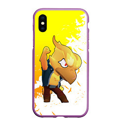 Чехол iPhone XS Max матовый BRAWL STARS CROW, цвет: 3D-фиолетовый