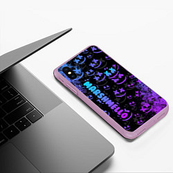 Чехол iPhone XS Max матовый Marshmello, цвет: 3D-сиреневый — фото 2