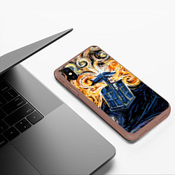 Чехол iPhone XS Max матовый Van Gogh Tardis, цвет: 3D-коричневый — фото 2