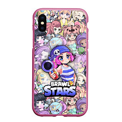 Чехол iPhone XS Max матовый BrawlStars Girls Oko, цвет: 3D-малиновый