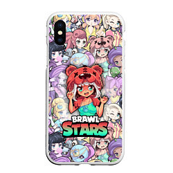 Чехол iPhone XS Max матовый BrawlStars Girls Oko, цвет: 3D-белый