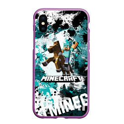 Чехол iPhone XS Max матовый Minecraft Майнкрафт, цвет: 3D-фиолетовый