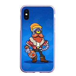 Чехол iPhone XS Max матовый BRAWL STARS, цвет: 3D-светло-сиреневый