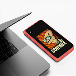 Чехол iPhone XS Max матовый Futurama Science, цвет: 3D-красный — фото 2