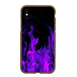 Чехол iPhone XS Max матовый ФИОЛЕТОВЫЙ ОГОНЬ, цвет: 3D-коричневый