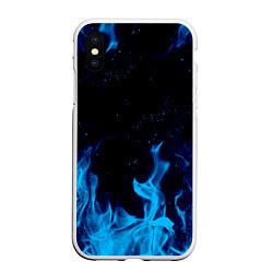 Чехол iPhone XS Max матовый СИНИЙ ОГОНЬ, цвет: 3D-белый