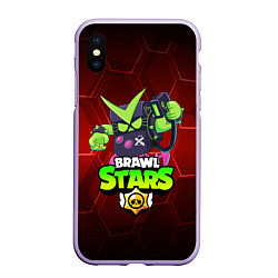 Чехол iPhone XS Max матовый BRAWL STARS VIRUS 8-BIT, цвет: 3D-светло-сиреневый