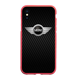 Чехол iPhone XS Max матовый MINI COOPER CARBON, цвет: 3D-красный