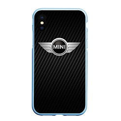 Чехол iPhone XS Max матовый MINI COOPER CARBON, цвет: 3D-голубой