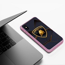 Чехол iPhone XS Max матовый Lamborghini, цвет: 3D-розовый — фото 2