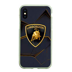 Чехол iPhone XS Max матовый Lamborghini, цвет: 3D-салатовый