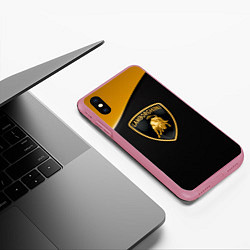 Чехол iPhone XS Max матовый Lamborghini, цвет: 3D-малиновый — фото 2