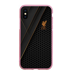 Чехол iPhone XS Max матовый Liverpool FC, цвет: 3D-розовый