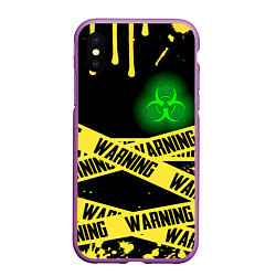 Чехол iPhone XS Max матовый Warning, цвет: 3D-фиолетовый