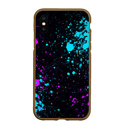 Чехол iPhone XS Max матовый БРЫЗГИ КРАСКИ NEON, цвет: 3D-коричневый