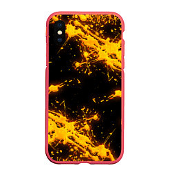 Чехол iPhone XS Max матовый БРЫЗГИ КРАСКИ NEON, цвет: 3D-красный