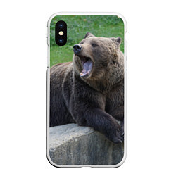 Чехол iPhone XS Max матовый Медведь, цвет: 3D-белый