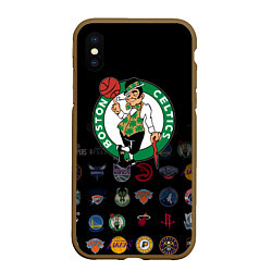 Чехол iPhone XS Max матовый Boston Celtics 1, цвет: 3D-коричневый