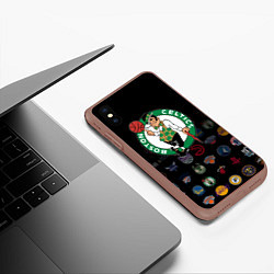 Чехол iPhone XS Max матовый Boston Celtics 1, цвет: 3D-коричневый — фото 2