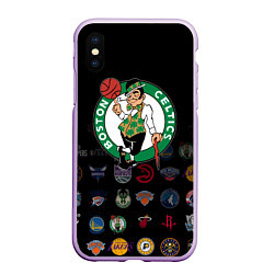 Чехол iPhone XS Max матовый Boston Celtics 1, цвет: 3D-сиреневый