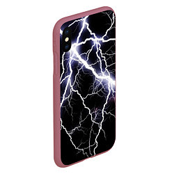 Чехол iPhone XS Max матовый Молния, цвет: 3D-малиновый — фото 2