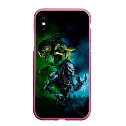 Чехол iPhone XS Max матовый PREDATOR, цвет: 3D-малиновый