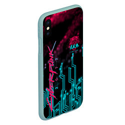 Чехол iPhone XS Max матовый CYBERPUNK, цвет: 3D-мятный — фото 2