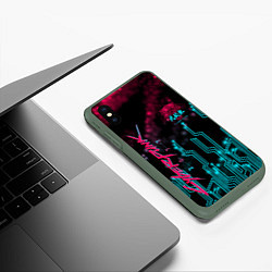 Чехол iPhone XS Max матовый CYBERPUNK, цвет: 3D-темно-зеленый — фото 2