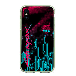 Чехол iPhone XS Max матовый CYBERPUNK, цвет: 3D-салатовый