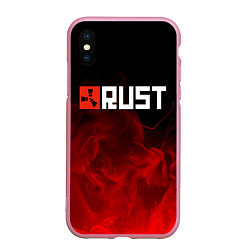 Чехол iPhone XS Max матовый RUST, цвет: 3D-розовый