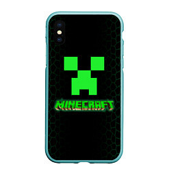 Чехол iPhone XS Max матовый Minecraft, цвет: 3D-мятный