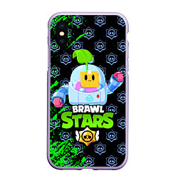 Чехол iPhone XS Max матовый BRAWL STARS SPROUT, цвет: 3D-светло-сиреневый