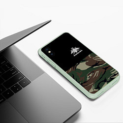 Чехол iPhone XS Max матовый Пограничные Войска камуфляж, цвет: 3D-салатовый — фото 2