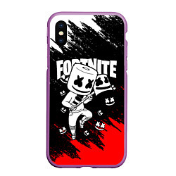 Чехол iPhone XS Max матовый FORTNITE x MARSHMELLO, цвет: 3D-фиолетовый