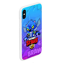 Чехол iPhone XS Max матовый Brawl Stars LEON оборотень, цвет: 3D-белый — фото 2